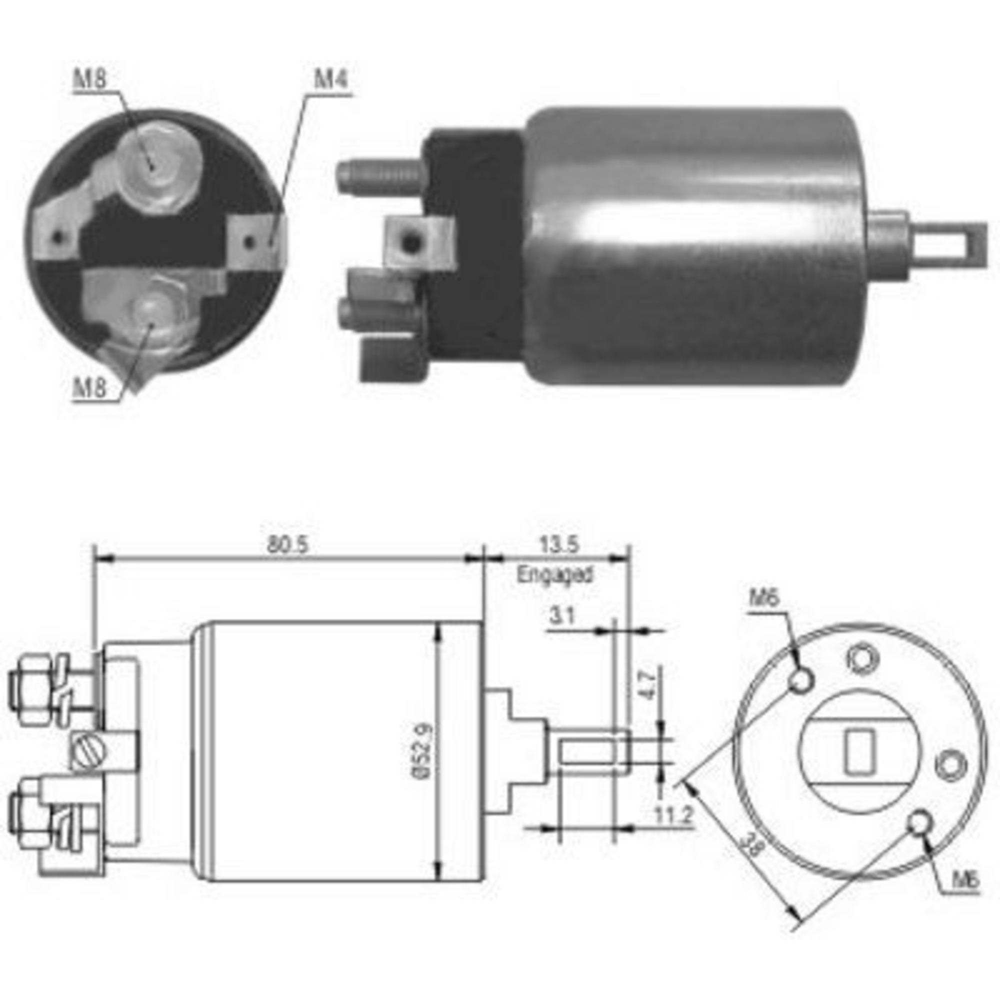 Solenoid, electromotor