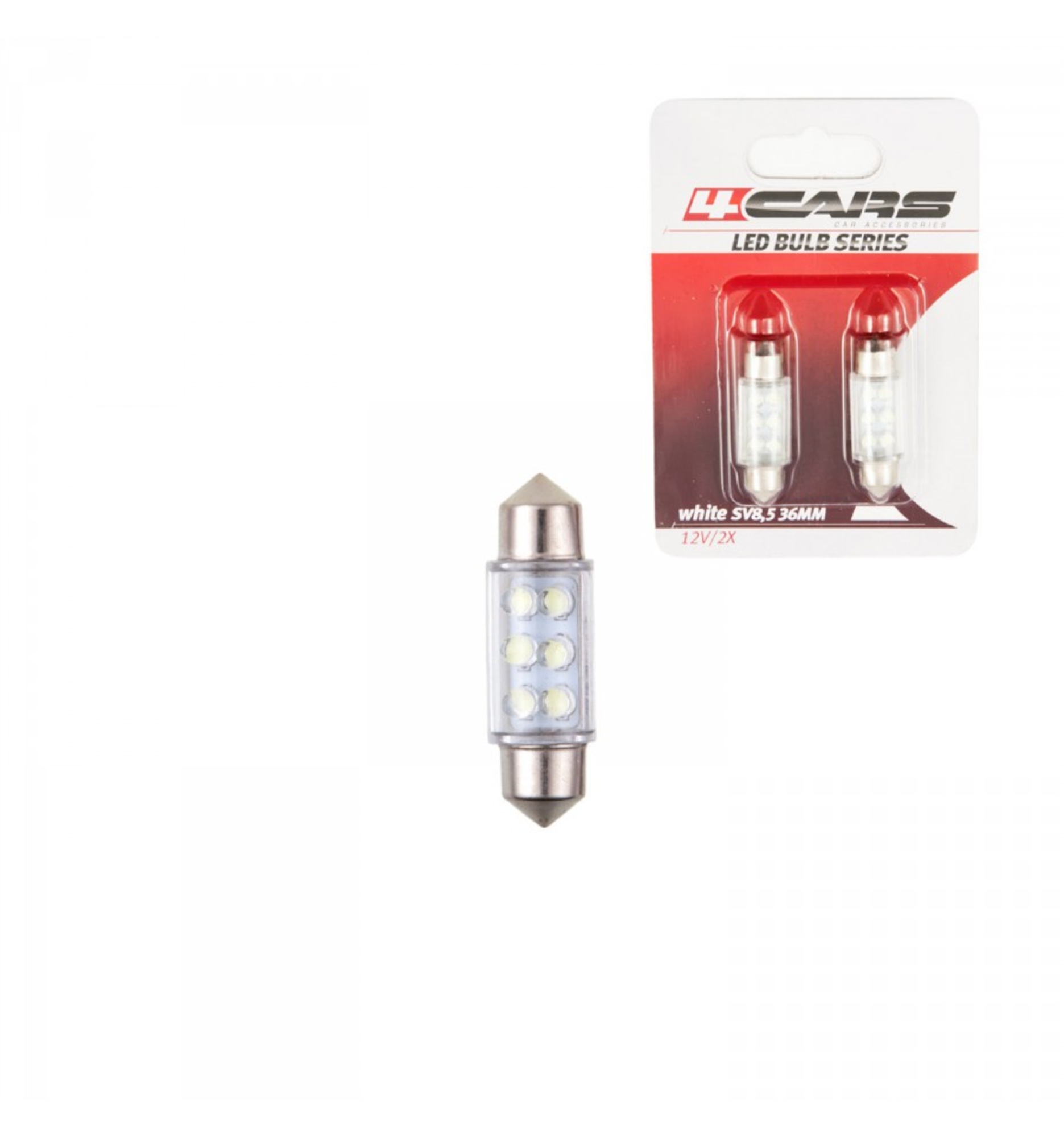 Bec tip led 12v sofit cu 6 leduri 10x36mm sv8,5-8 2buc - alb