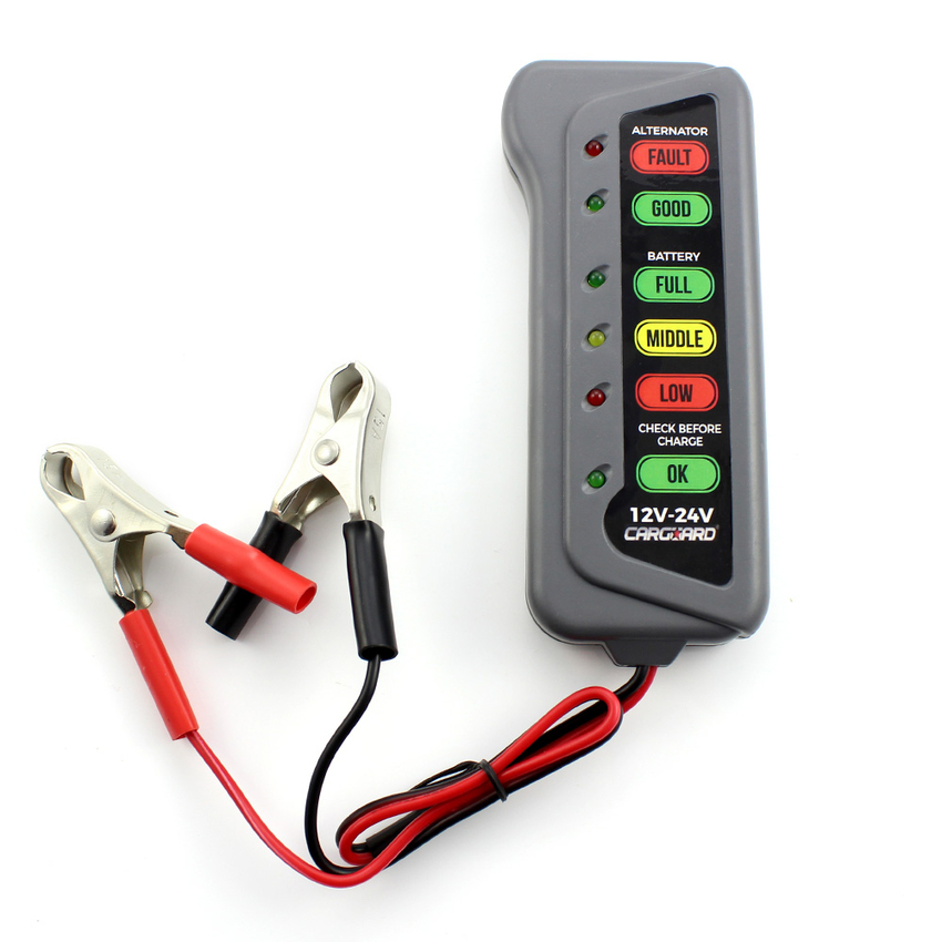 Tester pentru baterie și alternator / 12v – 24v / cu indicatori led - carguard