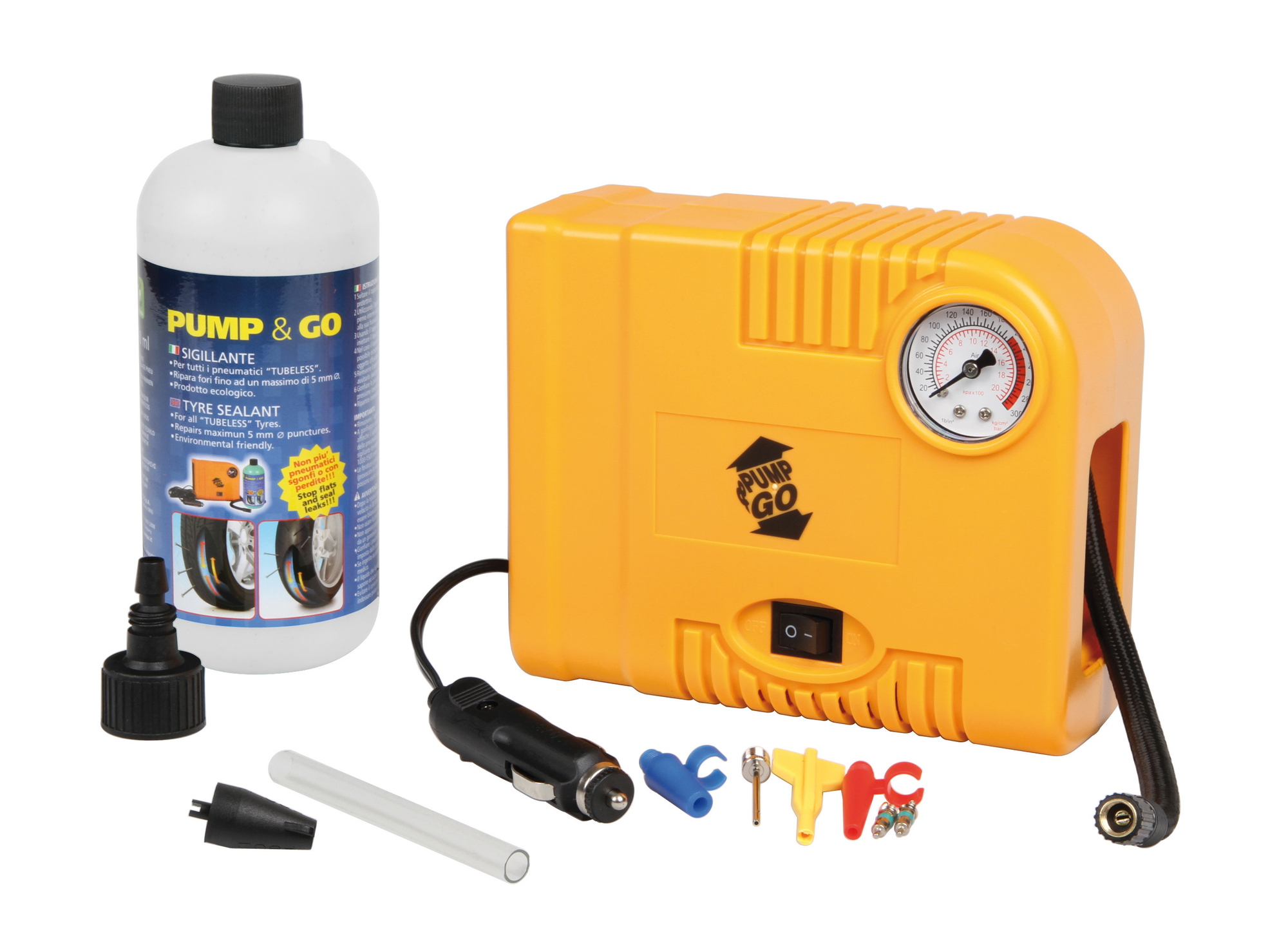 Compresor aer pump&go 12v si kit etansare pneuri