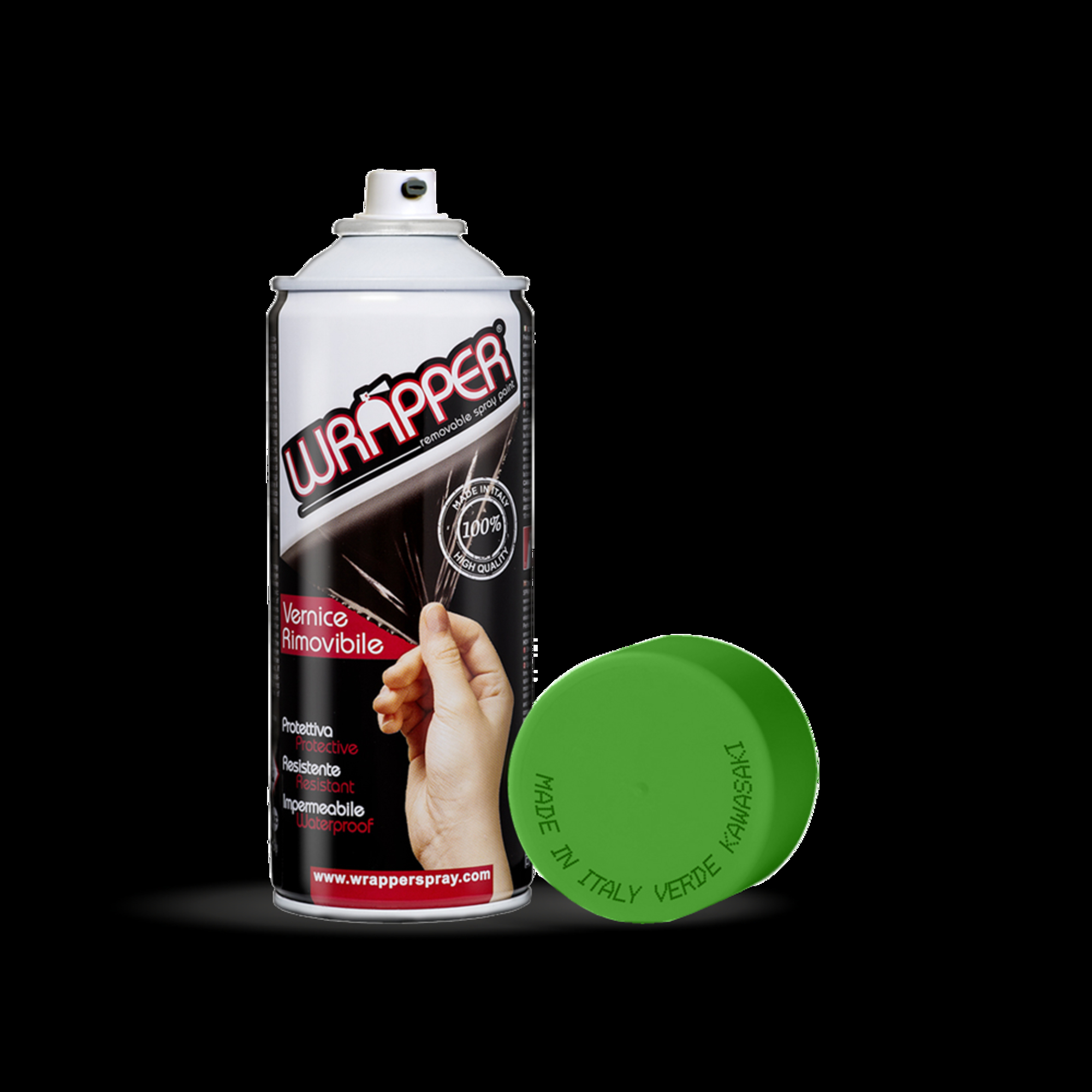 Vopsea spray cauciucata wrapper 400ml - verde kawasaki